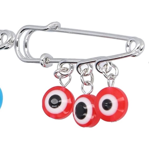 🧿 NWT🧿 Oversized Fashion Safety Pin Decorative Broach 🧿 Evil Eye Protect… - Picture 2 of 3